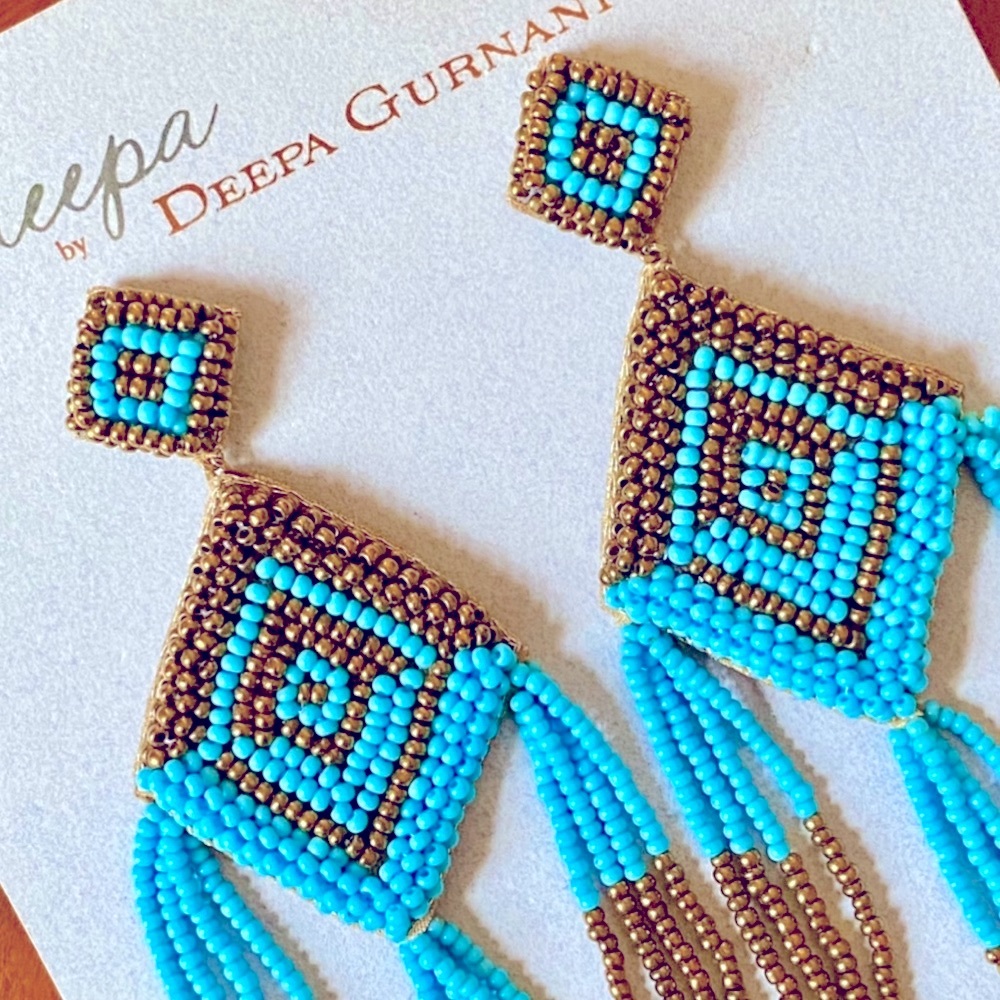 NWT Anthropologie Deepa Beaded Diamond Chandeliers - Picture 6 of 14